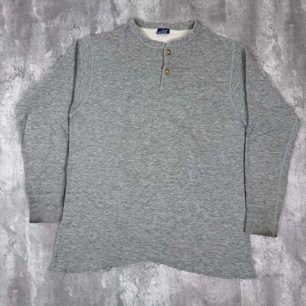 Vintage Duofold Two Layer Henley Shirt Mens Large Gray Wool Base Thermal 70s 80s